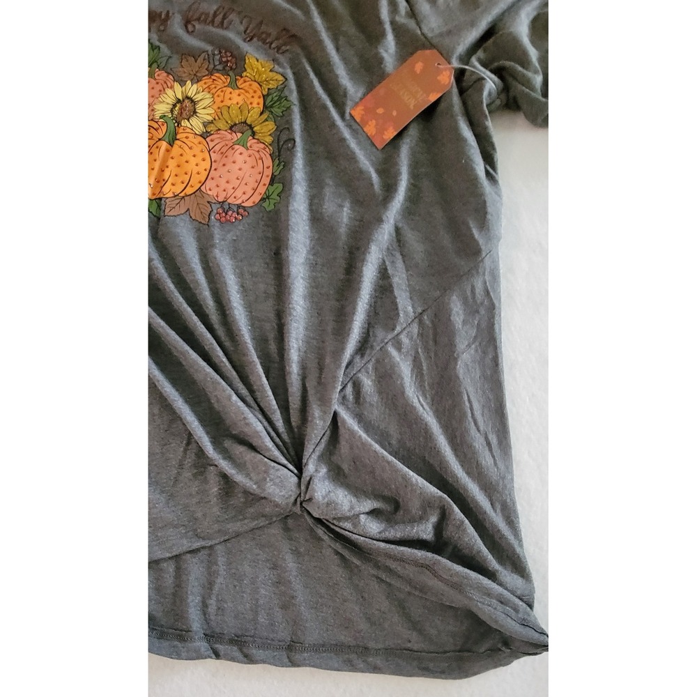 Magical Season Women's Happy Fall' Yall Pumpkin Graphic Shirt Plus 1X Gray NWT - Picture 8 of 10